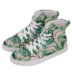 Green Leaves On Pink Women s Hi-top Skate Sneakers by goljakoff