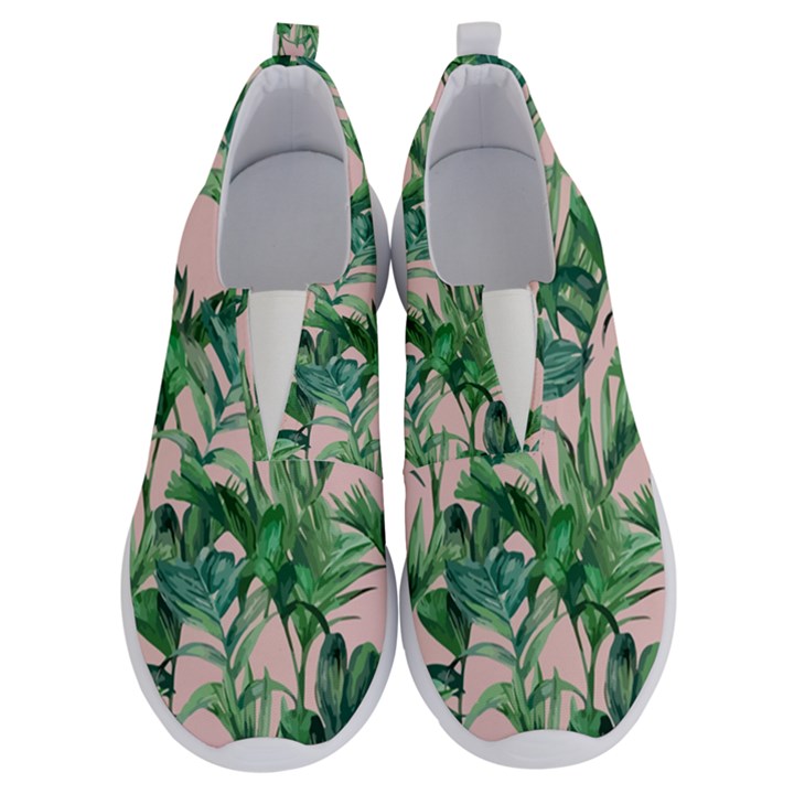 Green leaves on pink No Lace Lightweight Shoes