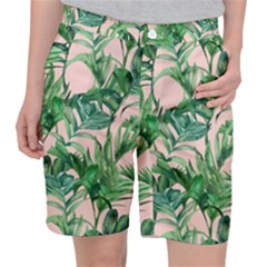 Green Leaves On Pink Pocket Shorts by goljakoff