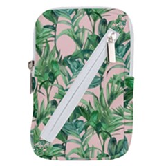 Green Leaves On Pink Belt Pouch Bag (large) by goljakoff