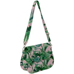 Green Leaves On Pink Saddle Handbag by goljakoff