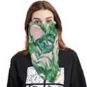 Green leaves on pink Face Covering Bandana (Triangle) View1