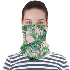 Green Leaves On Pink Face Seamless Bandana (adult)