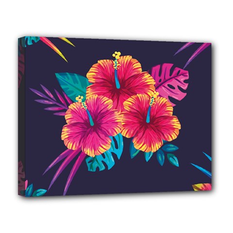 Neon Flowers Canvas 14  X 11  (stretched) by goljakoff