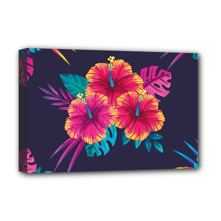 Neon flowers Deluxe Canvas 18  x 12  (Stretched)