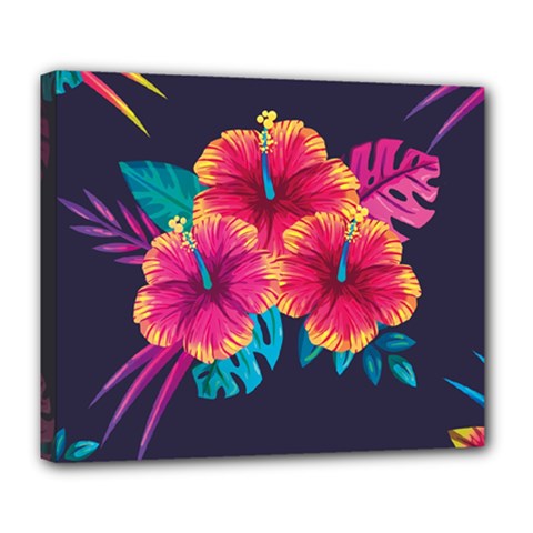 Neon Flowers Deluxe Canvas 24  X 20  (stretched) by goljakoff