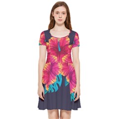 Neon Flowers Inside Out Cap Sleeve Dress