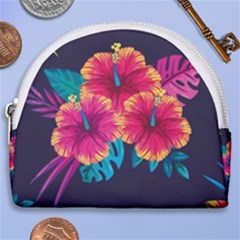 Neon Flowers Horseshoe Style Canvas Pouch by goljakoff