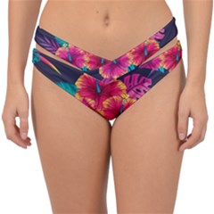 Neon Flowers Double Strap Halter Bikini Bottom