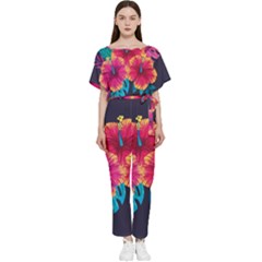 Neon Flowers Batwing Lightweight Jumpsuit