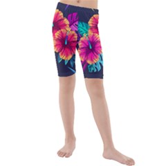 Neon Flowers Kids  Mid Length Swim Shorts by goljakoff