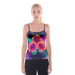 Neon Flowers Spaghetti Strap Top by goljakoff