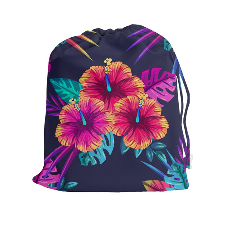 Neon flowers Drawstring Pouch (2XL)