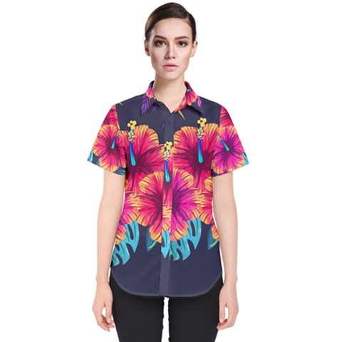 Neon Flowers Women s Short Sleeve Shirt by goljakoff