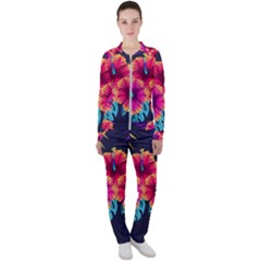 Neon Flowers Casual Jacket And Pants Set by goljakoff