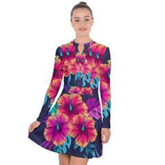 Neon Flowers Long Sleeve Panel Dress by goljakoff