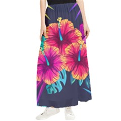 Neon Flowers Maxi Chiffon Skirt