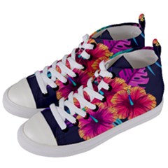 Neon Flowers Women s Mid-top Canvas Sneakers by goljakoff