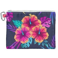 Neon Flowers Canvas Cosmetic Bag (xxl) by goljakoff