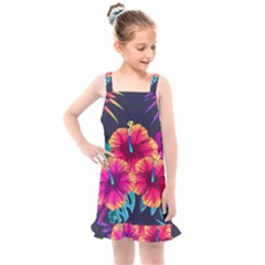 Neon Flowers Kids  Overall Dress by goljakoff