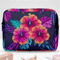 Neon Flowers Make Up Pouch (large) by goljakoff