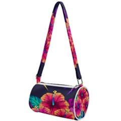 Neon Flowers Mini Cylinder Bag