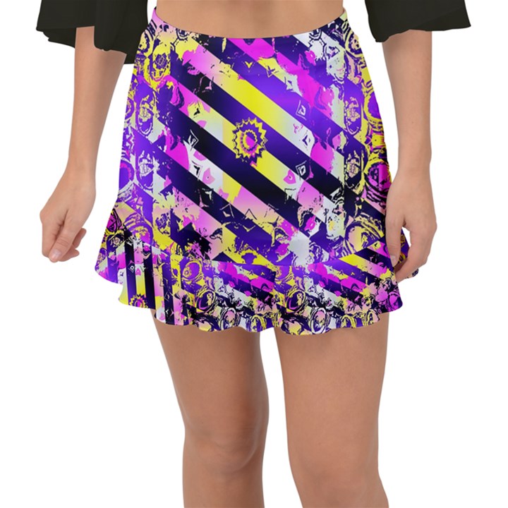 Pop Punk Mandala Fishtail Mini Chiffon Skirt