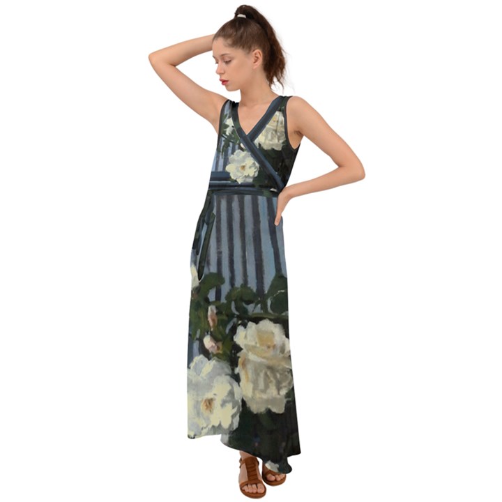 rosesbleues V-Neck Chiffon Maxi Dress