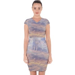 Cloudscape Photo Print Capsleeve Drawstring Dress  by dflcprintsclothing