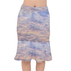 Cloudscape Photo Print Short Mermaid Skirt by dflcprintsclothing