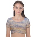 Cloudscape Photo Print Velvet Short Sleeve Crop Top  View1