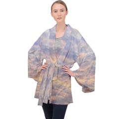 Cloudscape Photo Print Long Sleeve Velvet Kimono  by dflcprintsclothing