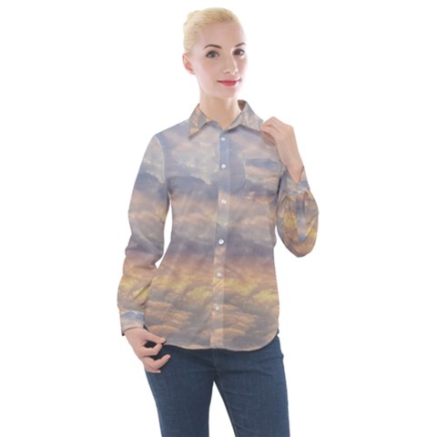 Cloudscape Photo Print Women s Long Sleeve Pocket Shirt by dflcprintsclothing