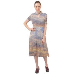 Cloudscape Photo Print Keyhole Neckline Chiffon Dress by dflcprintsclothing