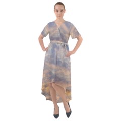 Cloudscape Photo Print Front Wrap High Low Dress by dflcprintsclothing