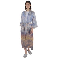 Cloudscape Photo Print Maxi Satin Kimono by dflcprintsclothing