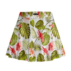 Tropical Flowers Mini Flare Skirt by goljakoff