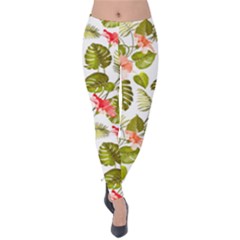 Tropical Flowers Velvet Leggings by goljakoff