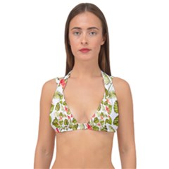 Tropical Flowers Double Strap Halter Bikini Top by goljakoff