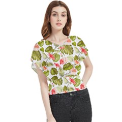 Tropical Flowers Butterfly Chiffon Blouse