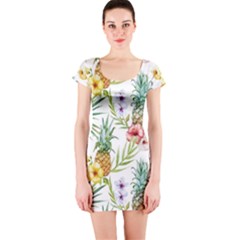 Tropical Pineapples Short Sleeve Bodycon Dress by goljakoff