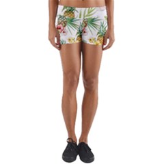 Tropical Pineapples Yoga Shorts by goljakoff