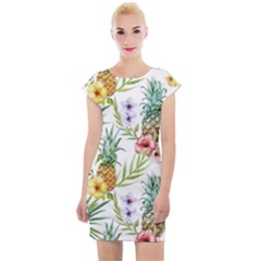 Tropical Pineapples Cap Sleeve Bodycon Dress by goljakoff