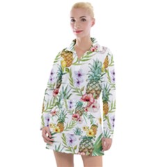 Tropical Pineapples Women s Long Sleeve Casual Dress by goljakoff