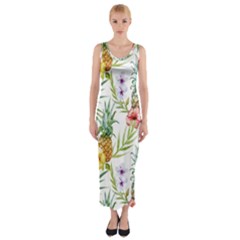 Tropical Pineapples Fitted Maxi Dress by goljakoff