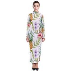 Tropical Pineapples Turtleneck Maxi Dress by goljakoff