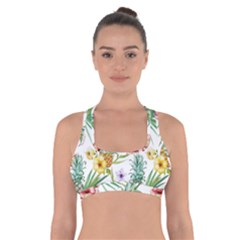 Tropical Pineapples Cross Back Sports Bra by goljakoff