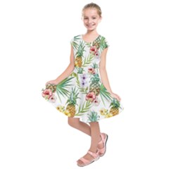 Tropical Pineapples Kids  Short Sleeve Dress by goljakoff