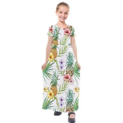 Tropical Pineapples Kids  Short Sleeve Maxi Dress by goljakoff