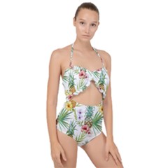 Tropical Pineapples Scallop Top Cut Out Swimsuit by goljakoff